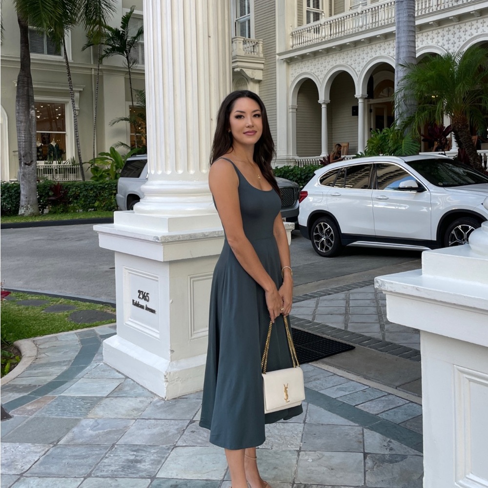 Quince Dark Green Midi Dress